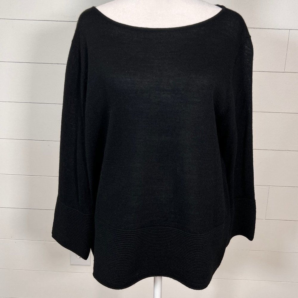 Preston & York Black Semi Sheer Relaxed Fit Sweater Size M